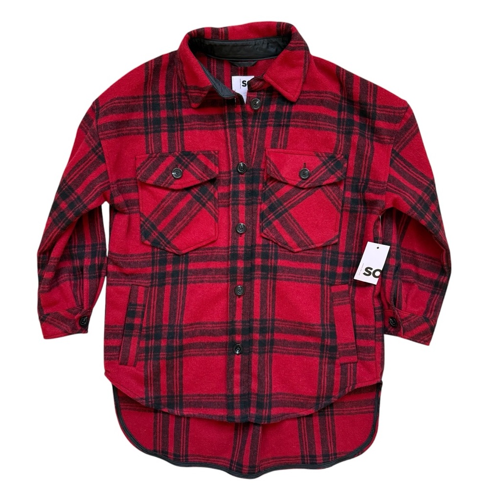 NWT Shacket Oversized Red Black NEW Women’s XS Button Down Shirt Jacket